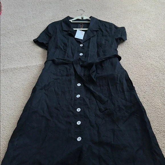 100% European Linen Button Front Dress - Picture 12 of 14